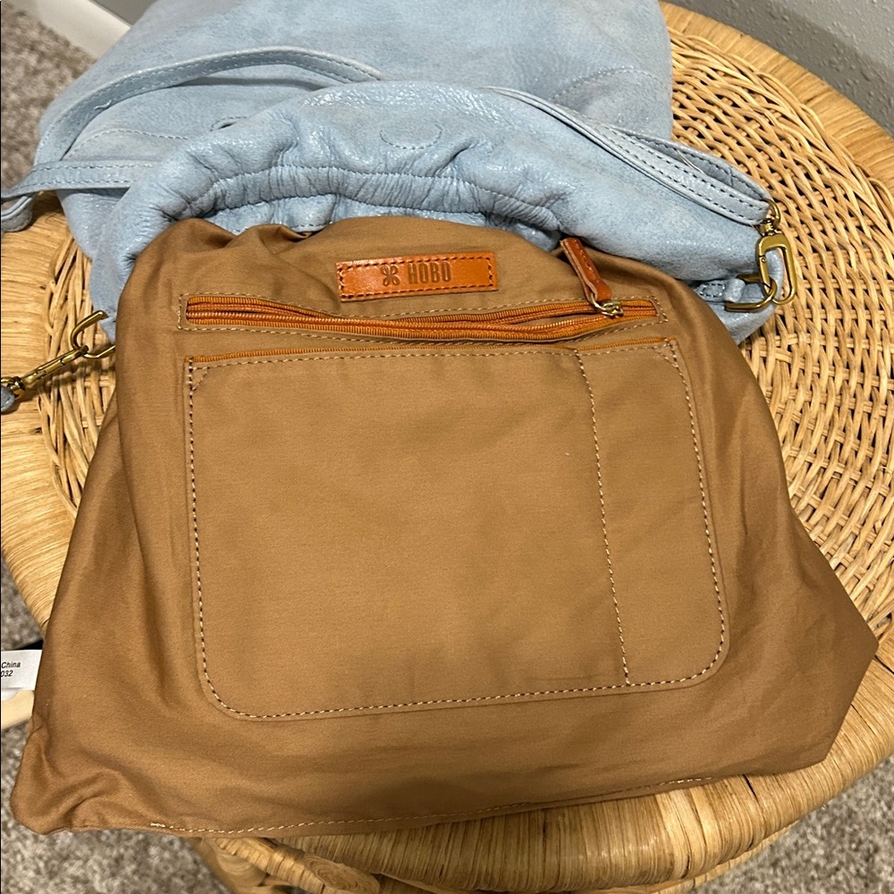 HOBO Prose Powder Blue Leather Drawstring Crossbody - Picture 10 of 11